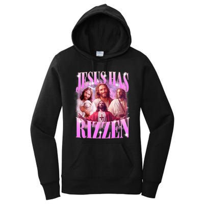 Jesus Has Rizzen Vintage Christian Jesus Playing Basketball Women's Pullover Hoodie