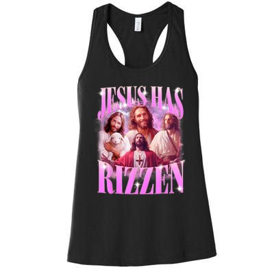 Jesus Has Rizzen Vintage Christian Jesus Playing Basketball Women's Racerback Tank