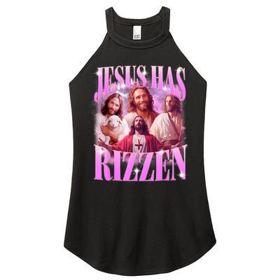 Jesus Has Rizzen Vintage Christian Jesus Playing Basketball Women's Perfect Tri Rocker Tank