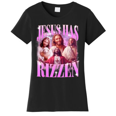 Jesus Has Rizzen Vintage Christian Jesus Playing Basketball Women's T-Shirt