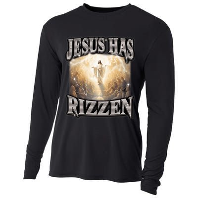 Jesus Has Rizzen Vintage Christian Design Jesus Cooling Performance Long Sleeve Crew