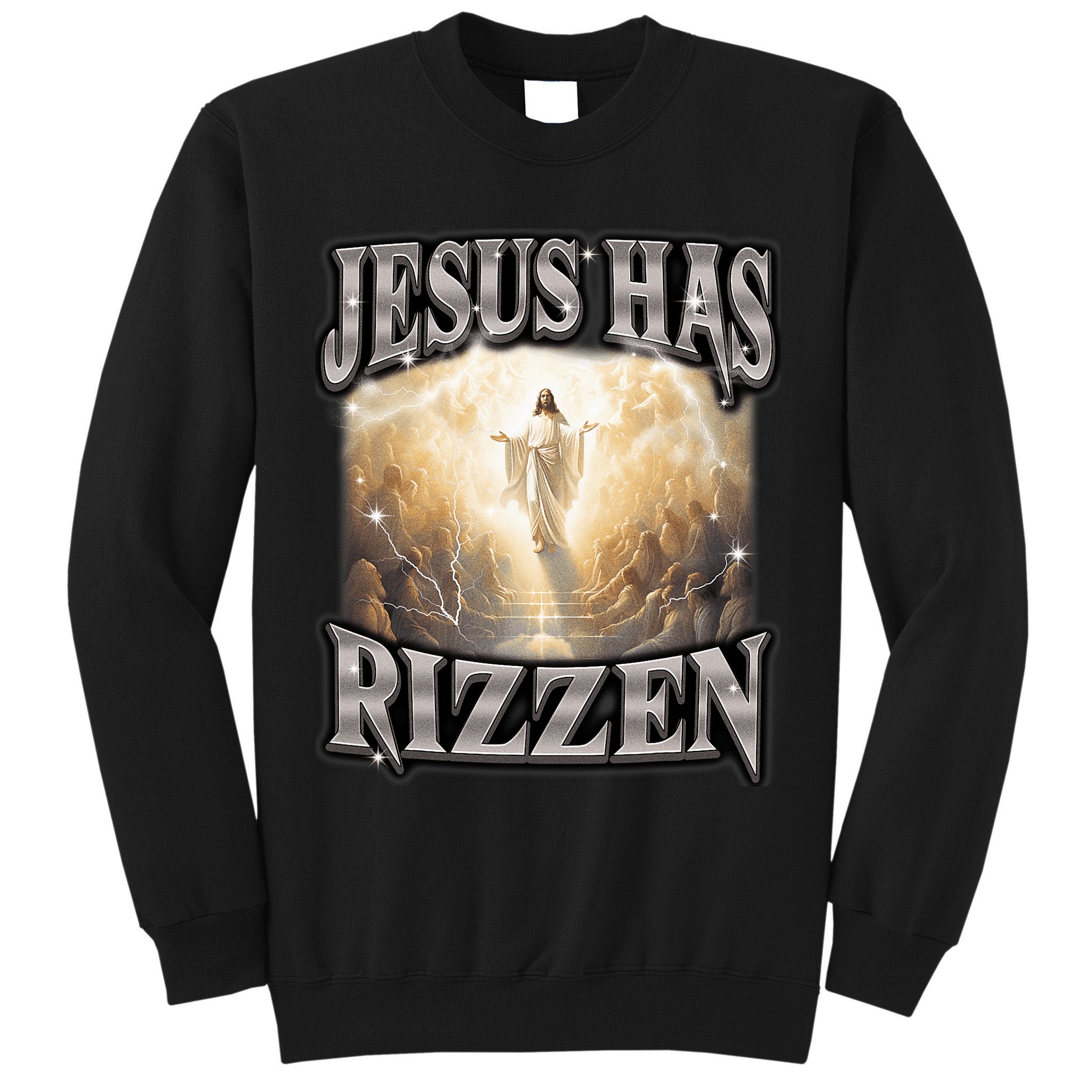 Jesus Has Rizzen Vintage Christian Design Jesus Tall Sweatshirt