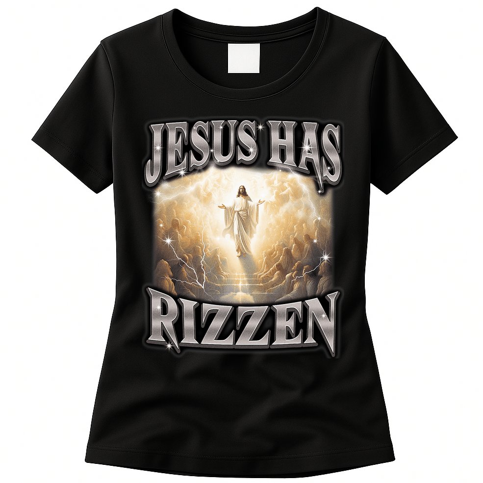 Jesus Has Rizzen Vintage Christian Design Jesus Womens T-Shirt