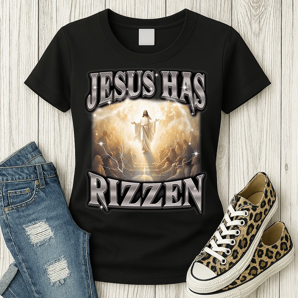 Jesus Has Rizzen Vintage Christian Design Jesus Womens T-Shirt