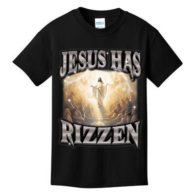 Jesus Has Rizzen Vintage Christian Design Jesus Kids T-Shirt