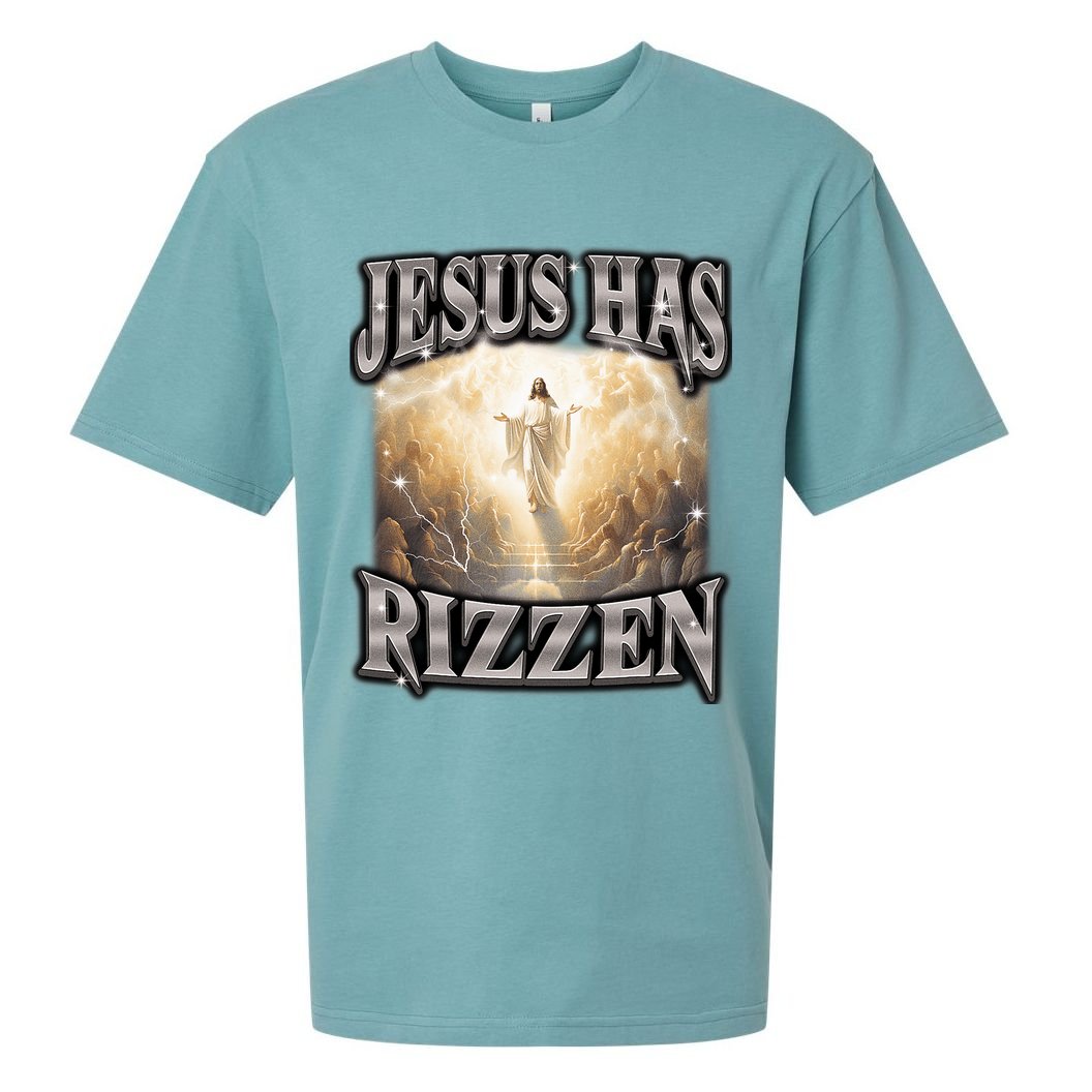 Jesus Has Rizzen Vintage Christian Design Jesus Sueded Cloud Jersey T-Shirt