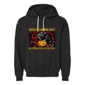 Japanese Horror Rat Retro Countless Horrors Await Garment-Dyed Fleece Hoodie