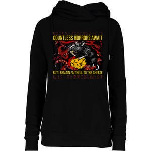 Japanese Horror Rat Retro Countless Horrors Await Womens Funnel Neck Pullover Hood