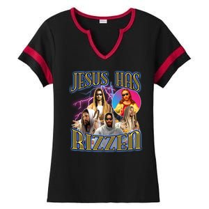 Jesus Has Rizzen Christian Faith Ladies Halftime Notch Neck Tee