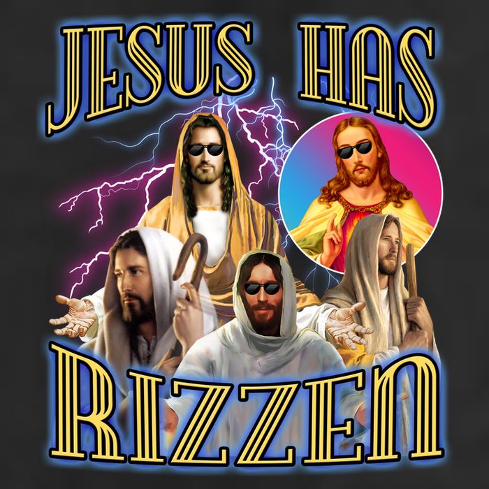 Jesus Has Rizzen Christian Faith 7 Panel Mesh Trucker Snapback Hat