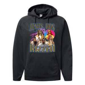 Jesus Has Rizzen Christian Faith Performance Fleece Hoodie