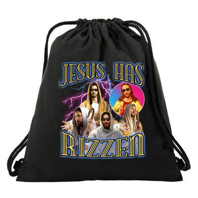 Jesus Has Rizzen Christian Faith Drawstring Bag