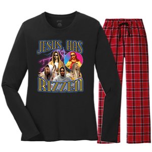 Jesus Has Rizzen Christian Faith Women's Long Sleeve Flannel Pajama Set 