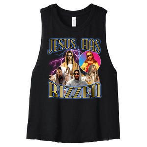 Jesus Has Rizzen Christian Faith Women's Racerback Cropped Tank