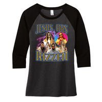 Jesus Has Rizzen Christian Faith Women's Tri-Blend 3/4-Sleeve Raglan Shirt