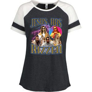 Jesus Has Rizzen Christian Faith Enza Ladies Jersey Colorblock Tee