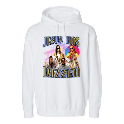 Jesus Has Rizzen Christian Faith Garment-Dyed Fleece Hoodie