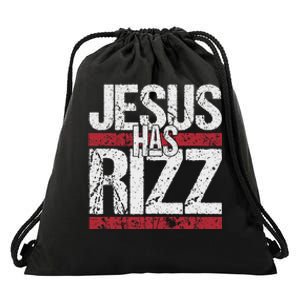 Jesus Has Rizz Simple Christian Faith Believer God Quote Drawstring Bag