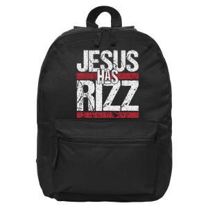 Jesus Has Rizz Simple Christian Faith Believer God Quote 16 in Basic Backpack