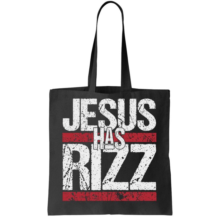 Jesus Has Rizz Simple Christian Faith Believer God Quote Tote Bag