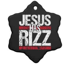 Jesus Has Rizz Simple Christian Faith Believer God Quote Ceramic Star Ornament