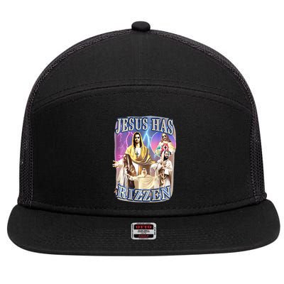 jesus has rizzen  7 Panel Mesh Trucker Snapback Hat