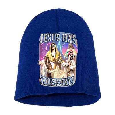 jesus has rizzen  Short Acrylic Beanie