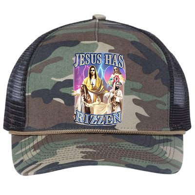 jesus has rizzen  Retro Rope Trucker Hat Cap