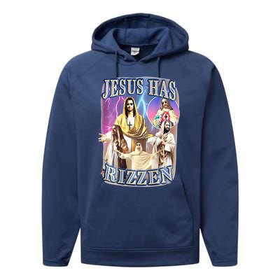 jesus has rizzen  Performance Fleece Hoodie