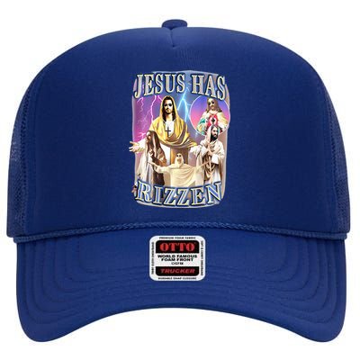 jesus has rizzen  High Crown Mesh Back Trucker Hat