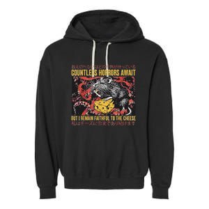 Japanese Horror Rat Retro Countless Horrors Await Garment-Dyed Fleece Hoodie