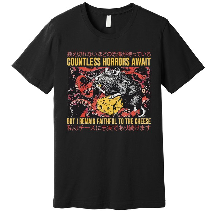 Japanese Horror Rat Retro Countless Horrors Await Premium T-Shirt