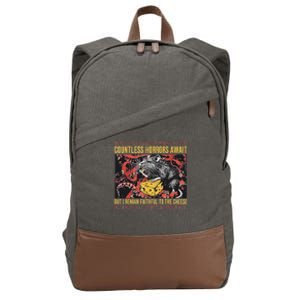 Japanese Horror Rat Retro Countless Horrors Await Cotton Canvas Backpack