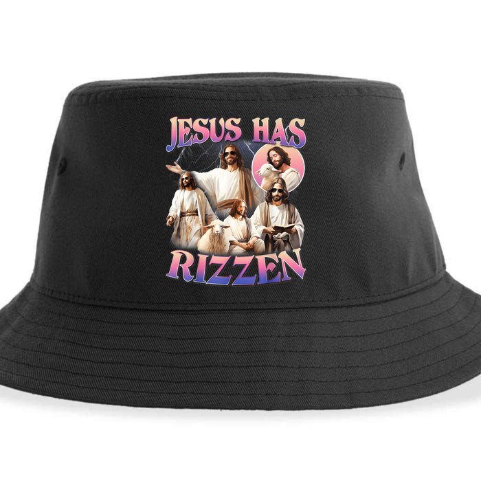 Jesus Has Rizzen Vintage Christian Design Jesus Sustainable Bucket Hat