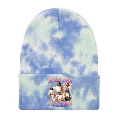 Jesus Has Rizzen Vintage Christian Design Jesus Tie Dye 12in Knit Beanie