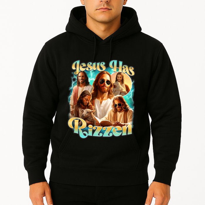 Jesus Has Rizzen He Is Rizzin Retro Christian Religious Hoodie