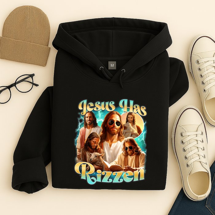 Jesus Has Rizzen He Is Rizzin Retro Christian Religious Hoodie