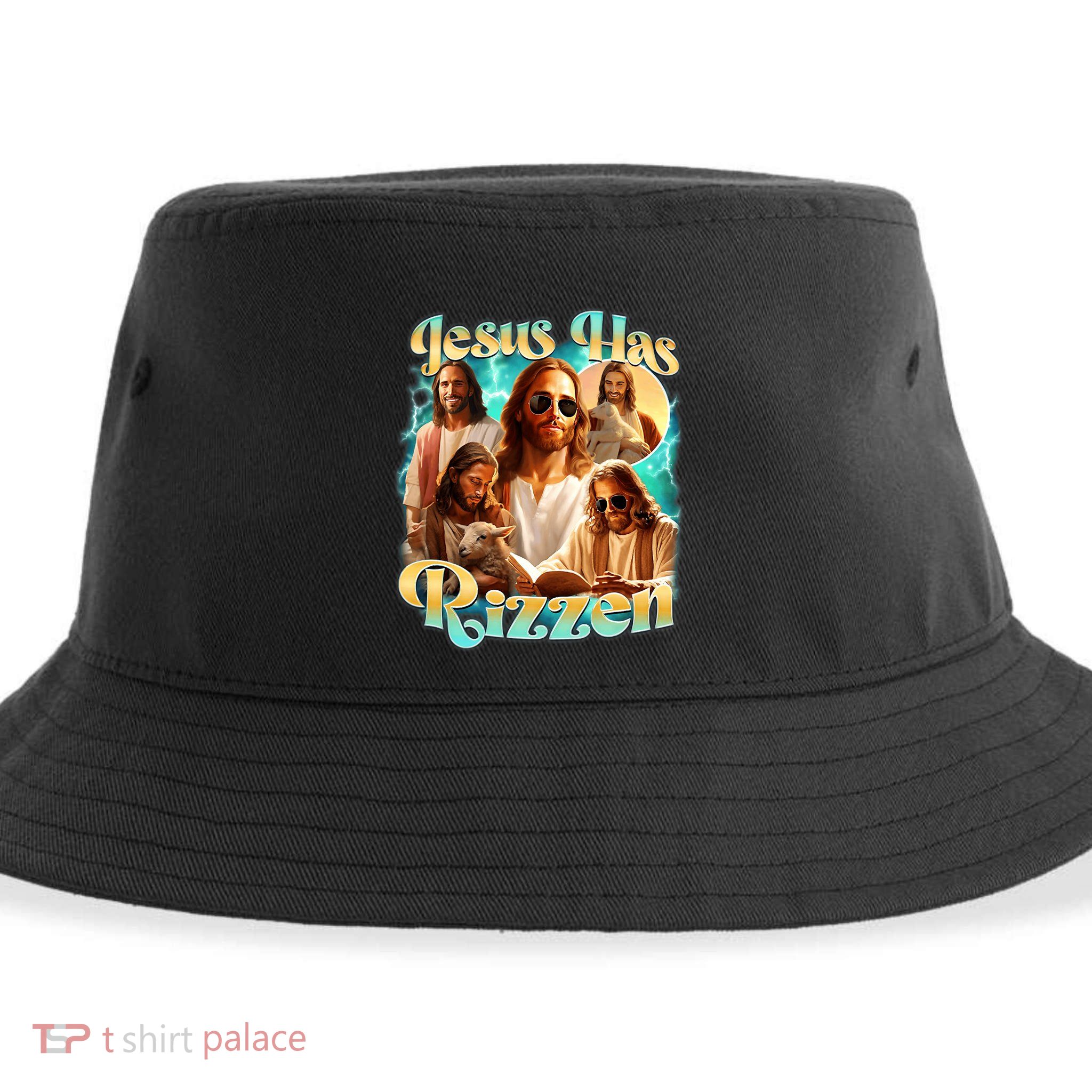 Jesus Has Rizzen He Is Rizzin Retro Christian Religious Sustainable Bucket Hat