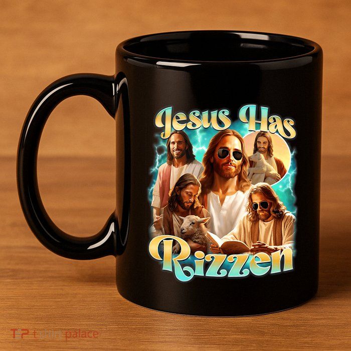 Jesus Has Rizzen He Is Rizzin Retro Christian Religious 11oz C Handle Ceramic Mug