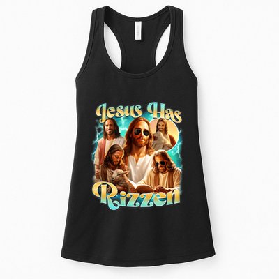 Jesus Has Rizzen He Is Rizzin Retro Christian Religious Womens Tank Top