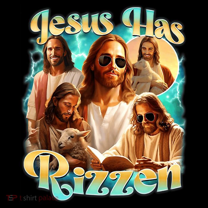 Jesus Has Rizzen He Is Rizzin Retro Christian Religious Pom Pom 12in Knit Beanie