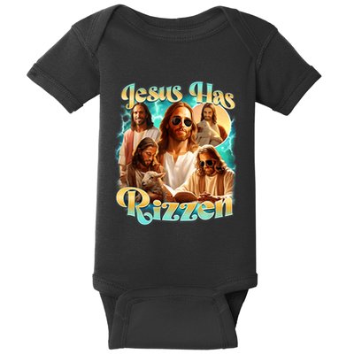 Jesus Has Rizzen He Is Rizzin Retro Christian Religious Baby Bodysuit