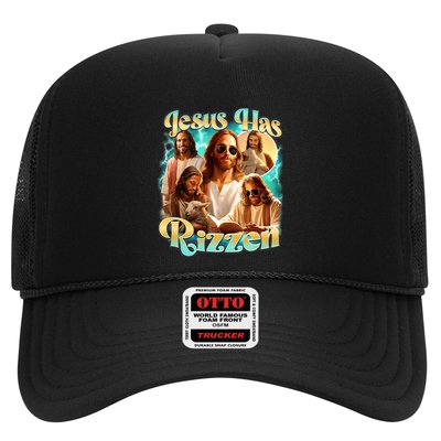 Jesus Has Rizzen He Is Rizzin Retro Christian Religious Trucker Hat