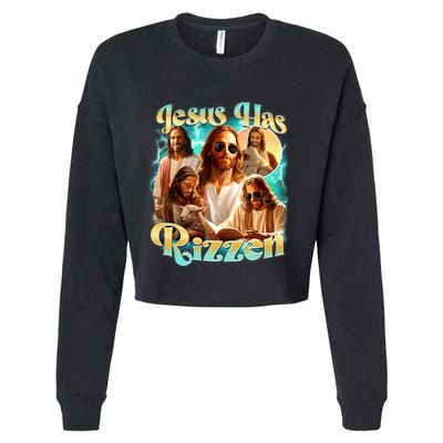 Jesus Has Rizzen He Is Rizzin Retro Christian Religious Cropped Pullover Crew