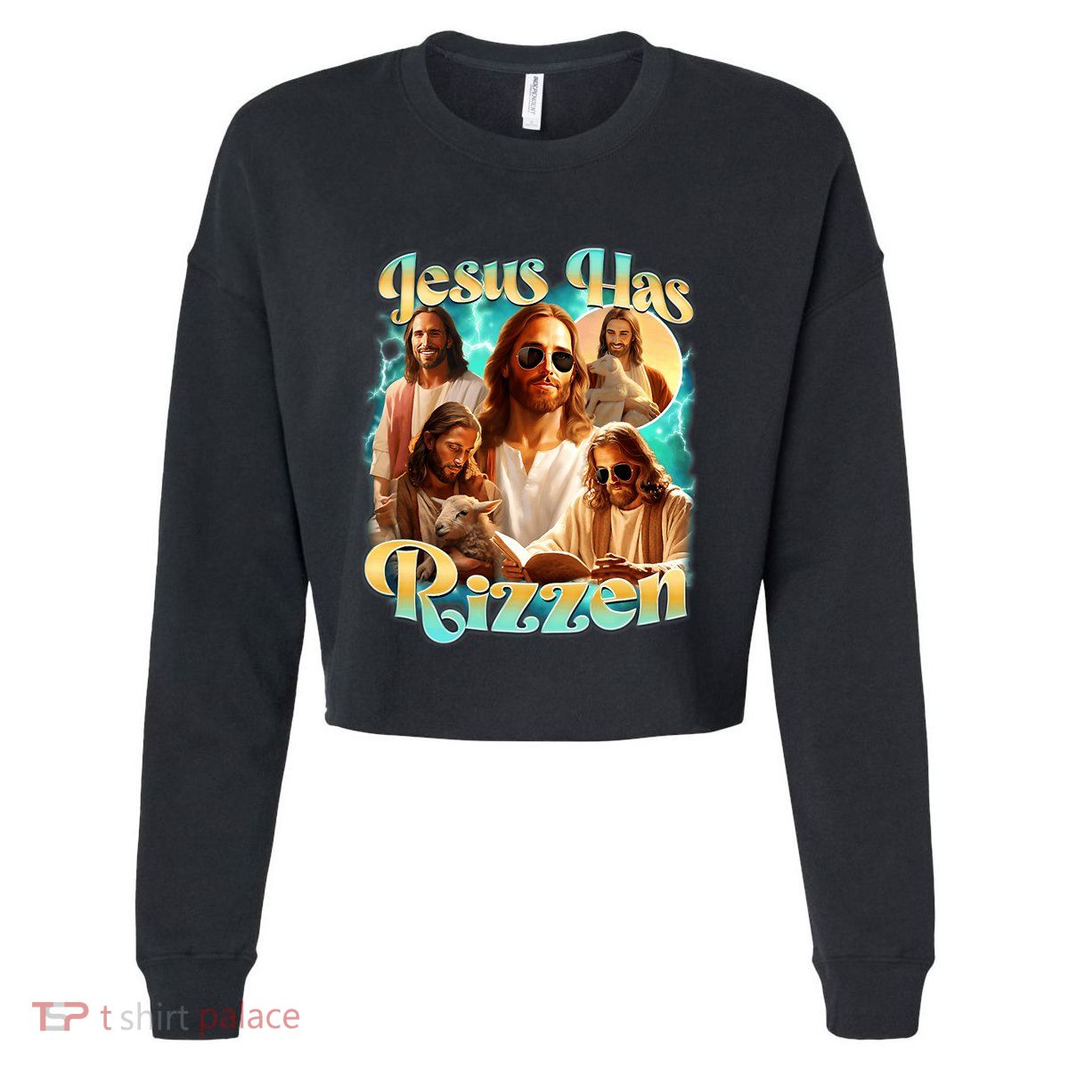 Jesus Has Rizzen He Is Rizzin Retro Christian Religious Cropped Pullover Crew