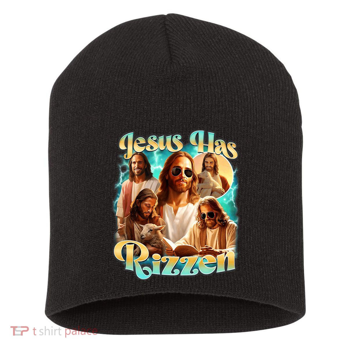 Jesus Has Rizzen He Is Rizzin Retro Christian Religious Short Acrylic Beanie