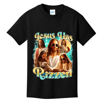 Jesus Has Rizzen He Is Rizzin Retro Christian Religious Kids T-Shirt