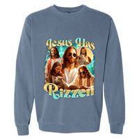 Jesus Has Rizzen He Is Rizzin Retro Christian Religious Garment-Dyed Sweatshirt