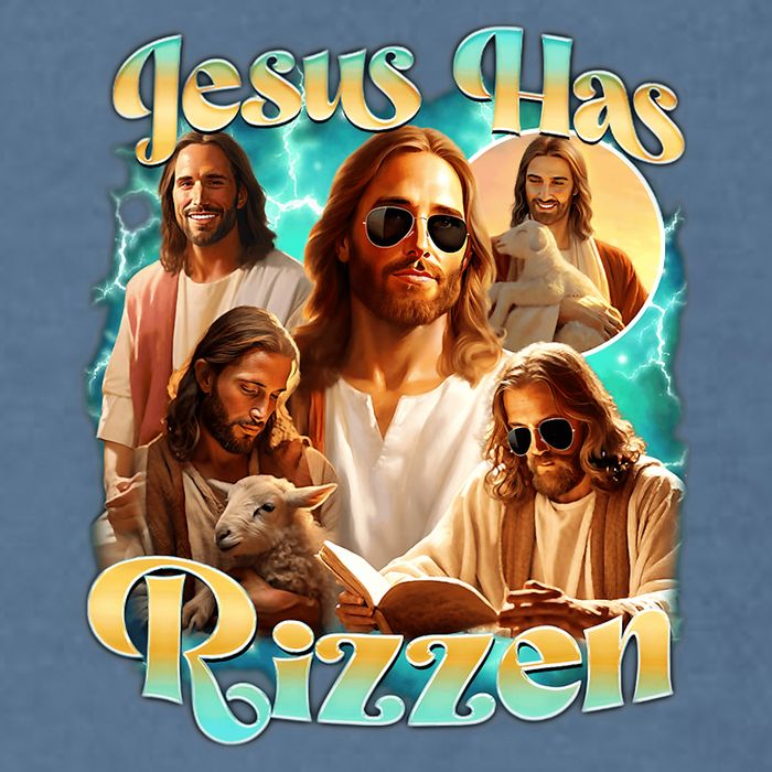 Jesus Has Rizzen He Is Rizzin Retro Christian Religious Garment-Dyed Sweatshirt
