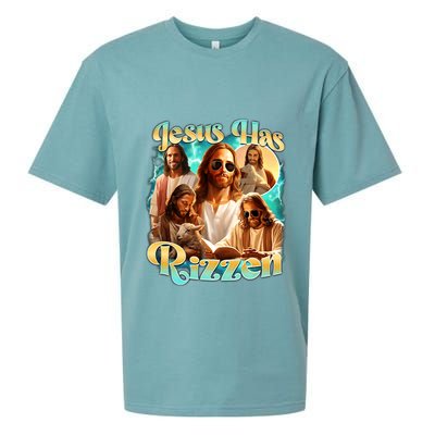 Jesus Has Rizzen He Is Rizzin Retro Christian Religious Sueded Cloud Jersey T-Shirt